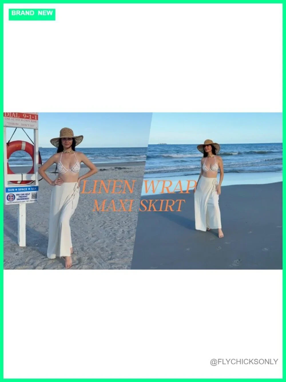Linen Wrap Maxi Skirt Elastic Back Waistband Flowy A-Line Summer Casual Long